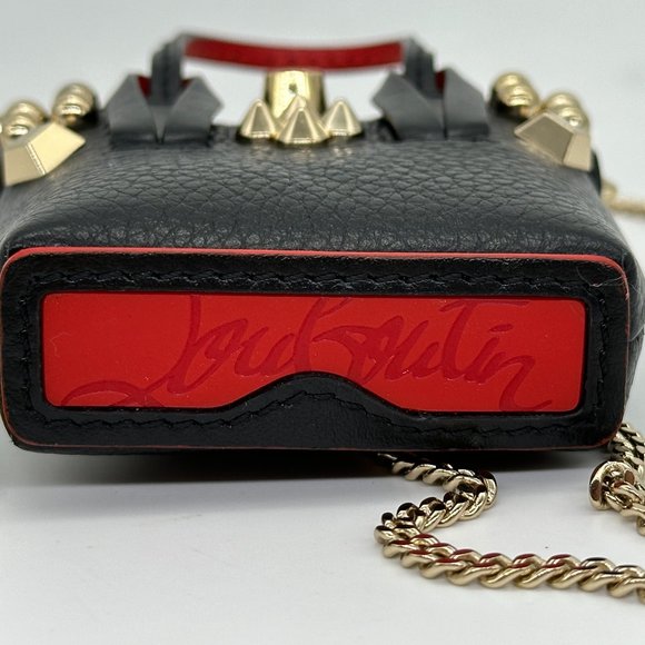 Christian Louboutin CABATA Leather Crossbody Chain AirPods Case Key Ring Bag - Picture 11 of 15